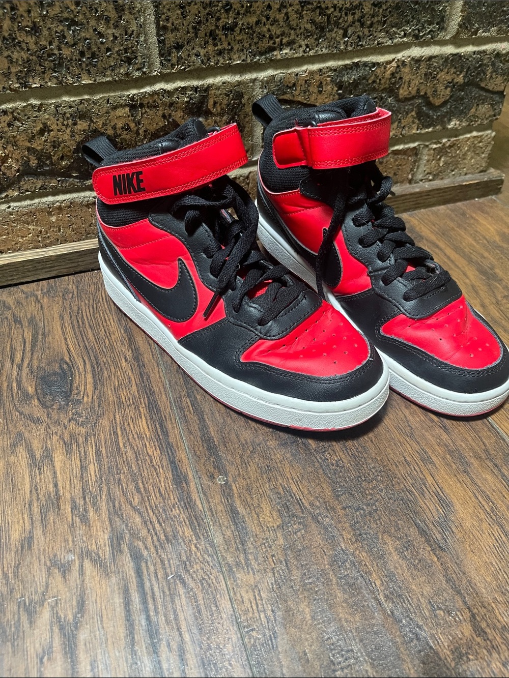 Nike Black and Red High-Top Sneakers with Ankle Strap